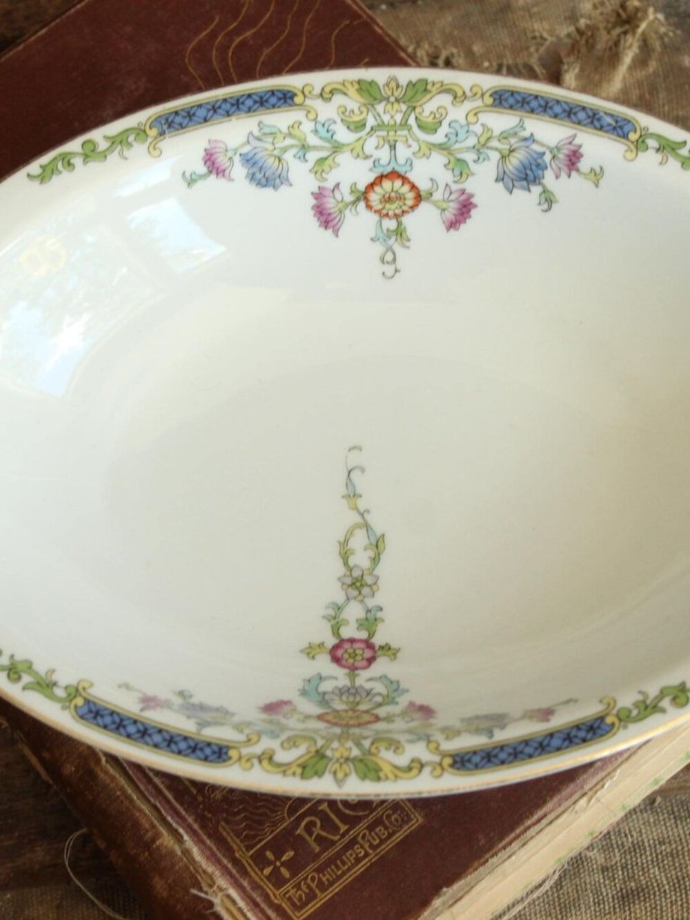 Vintage 1920s 1930s Serving Bowl, Hutschenreuther Selb China, Floral Print